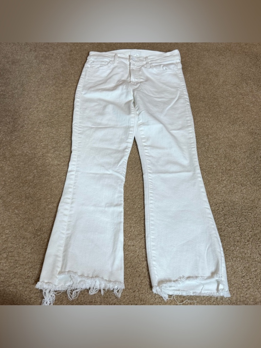 MOTHER White Cropped Ankle Jeans - Picture 2 of 5